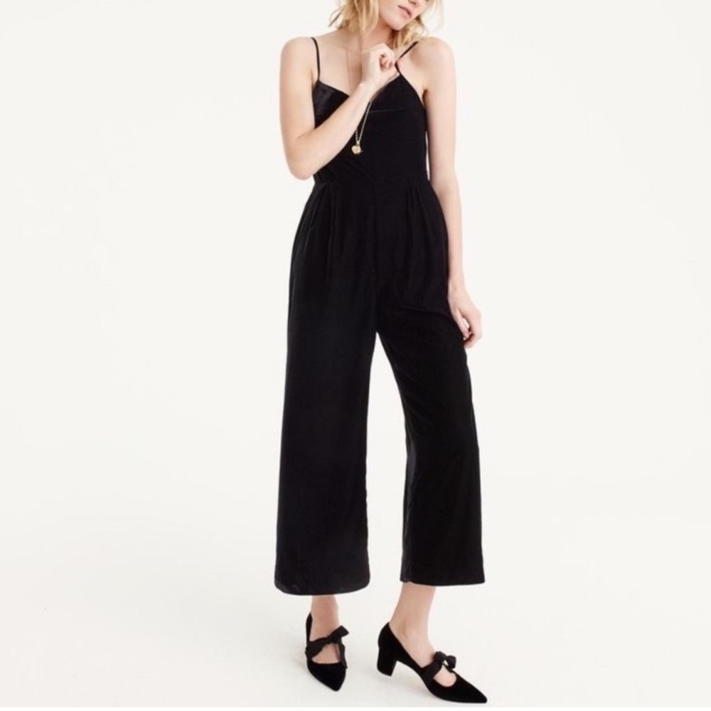 J. Crew Black Velvet Cropped Jumpsuit Size 10